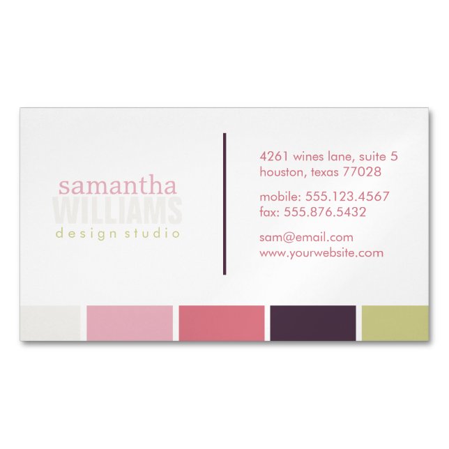 Stylish Bright Color Blocks Business Card Magnet (Front)