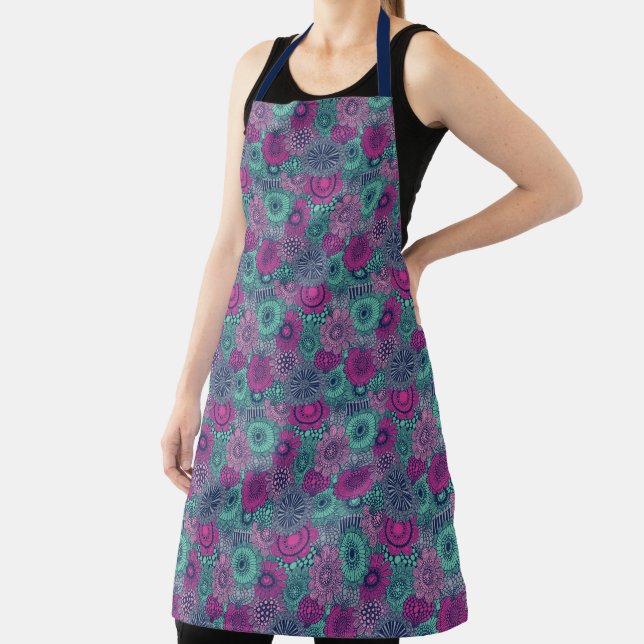 Stylish bright pattern of gorgeous flowers apron (Insitu)