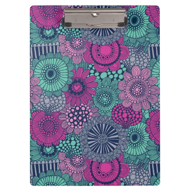 Stylish bright pattern of gorgeous flowers clipboard (Front)
