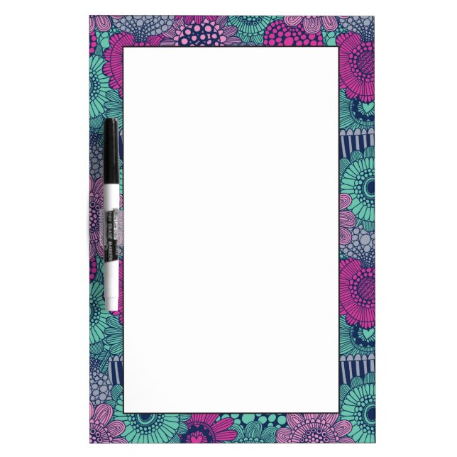 Stylish bright pattern of gorgeous flowers Dry-Erase board (Front)