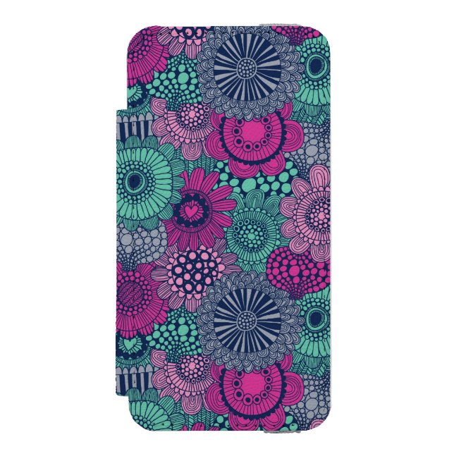 Stylish bright pattern of gorgeous flowers incipio iPhone wallet case (Folio Front)