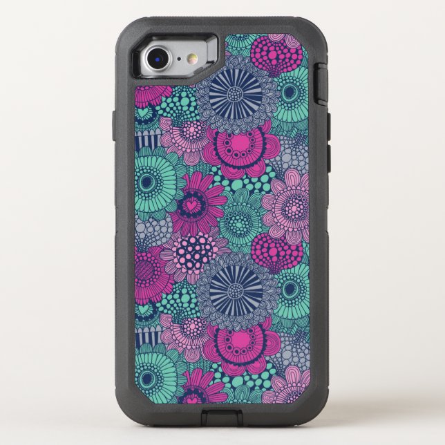 Stylish bright pattern of gorgeous flowers otterbox iPhone case (Back)