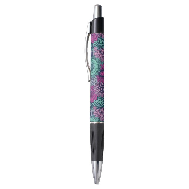 Stylish bright pattern of gorgeous flowers pen (Top (Vertical))