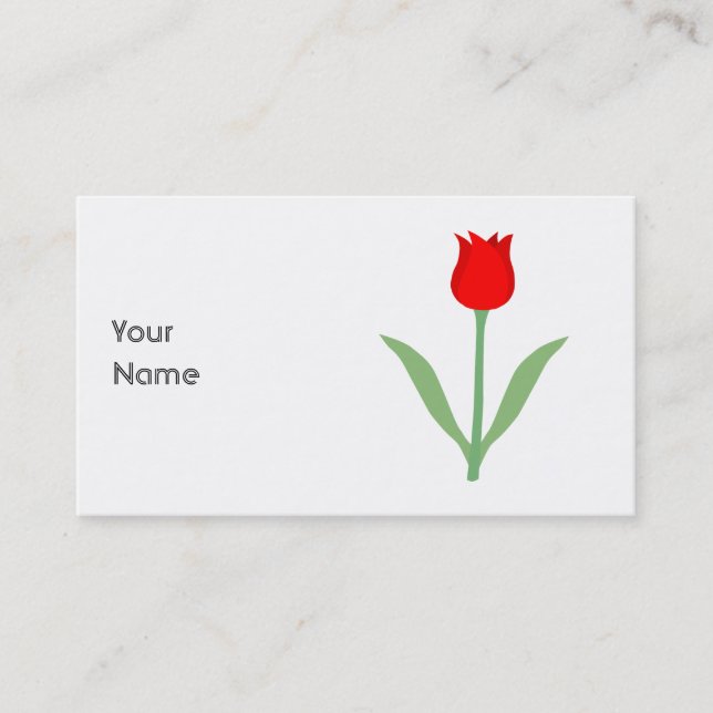 Stylish Bright Red Tulip. Business Card (Front)
