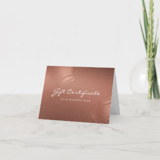 Stylish Bronze Business Gift Certificate Card
