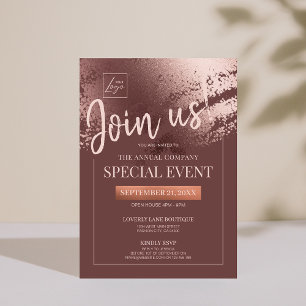 Stylish bronze corporate special event invite