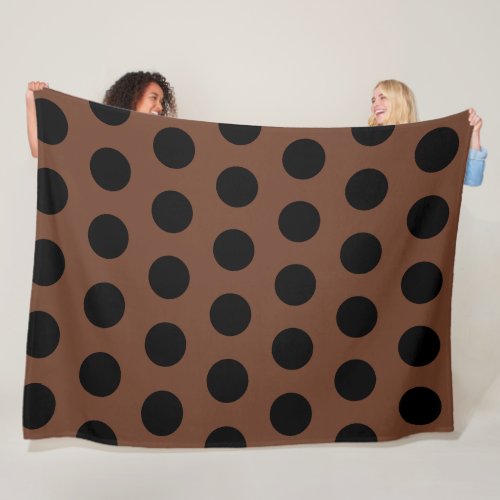 Stylish Brown and Black Polka Dot Pattern Fleece Blanket