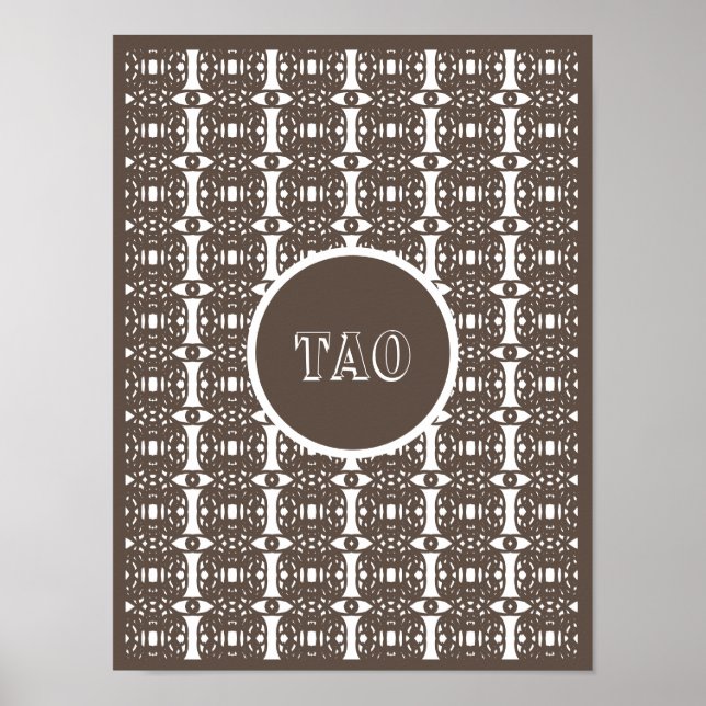Stylish Brown and White Tao Calligraphy Poster (Front)