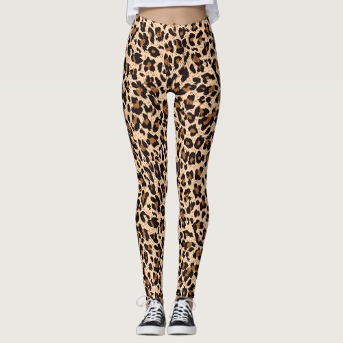 Stylish Brown Animal Print Yoga Leggings