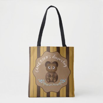 Stylish Brown Baby Bear Diaper Bag With Name by ArianeC at Zazzle
