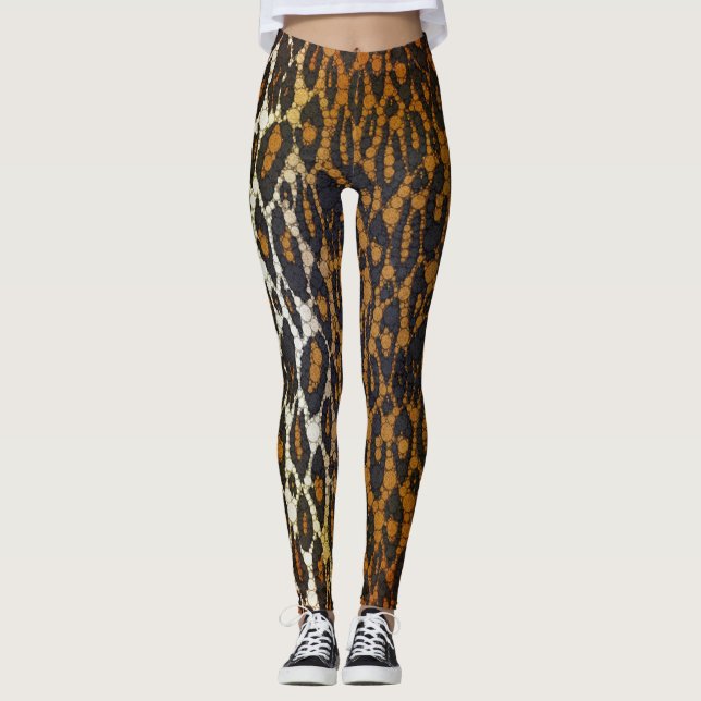 Stylish Brown Black Leopard Print Womens Leggings (Front)