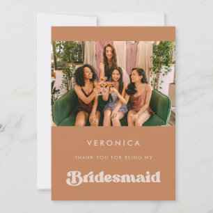 Stylish Brown Bridesmaid Thank you Photo card