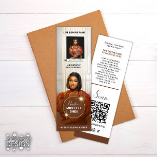 Stylish Brown Gold Author Photo & Book Promo  Bookmarks
