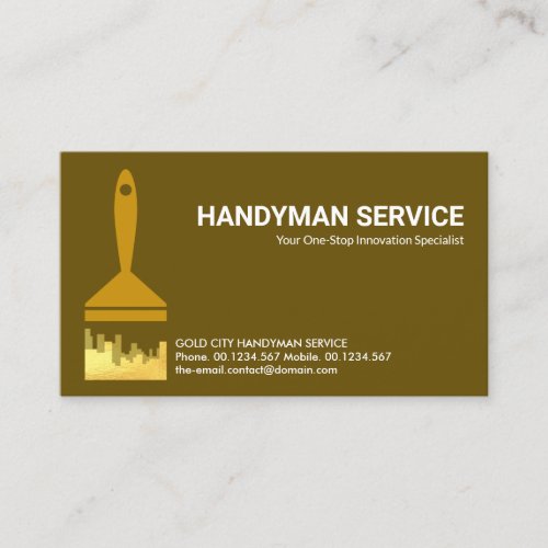 Stylish Brown Gold City Silhouette Paint Brush Business Card