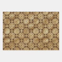 Gold Glitter Christmas Ornament Elegant Dark Brown Wrapping Paper