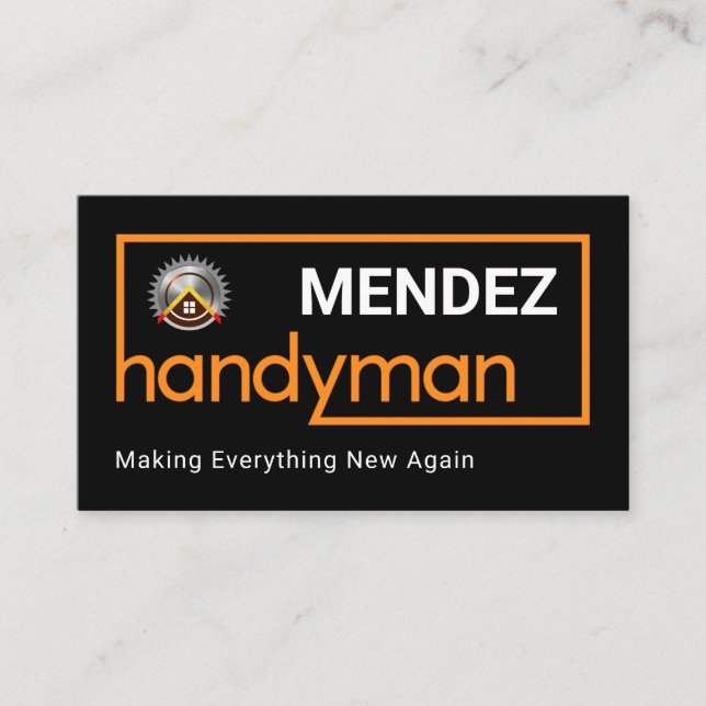 Stylish Brown Handyman Frame Business Card (Front)