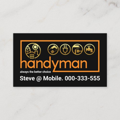 Stylish Brown Handyman Tools Border Business Card