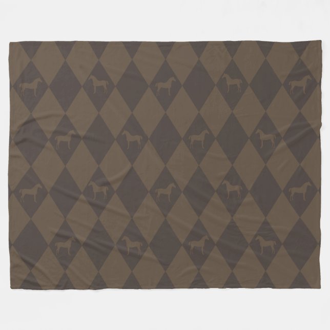 Stylish Brown Harleqiun Horse Pattern Fleece Blanket (Front (Horizontal))
