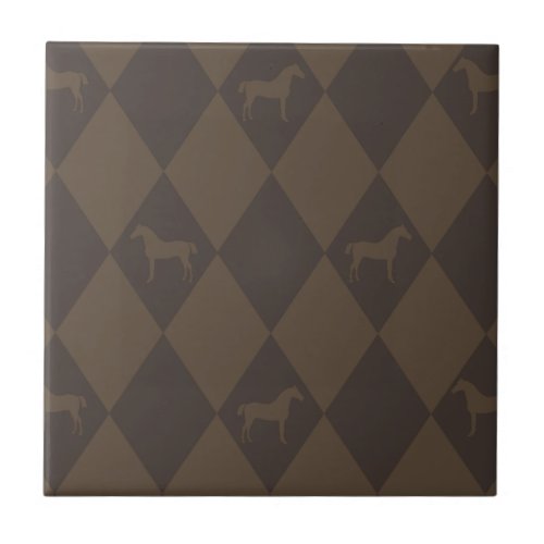 Stylish Brown Harleqiun Horse Pattern Tile