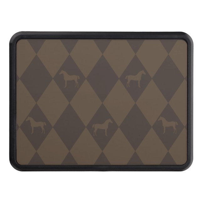 Stylish Brown Harleqiun Horse Pattern Trailer Hitch Cover (Front)