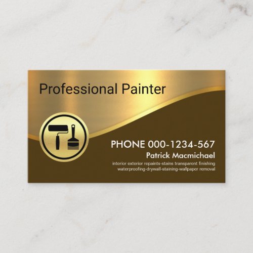 Stylish Brown Layer Gold Wave Painter Business Card
