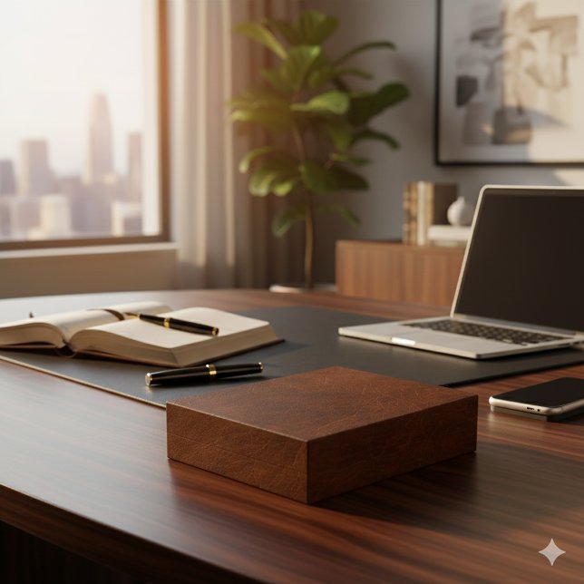Stylish Brown Leather Texture Desk Paperweight (Creator Uploaded)