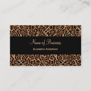 Stylish Brown Leopard Print Luxury Animal Pattern Business Card by GirlyBusinessCards at Zazzle