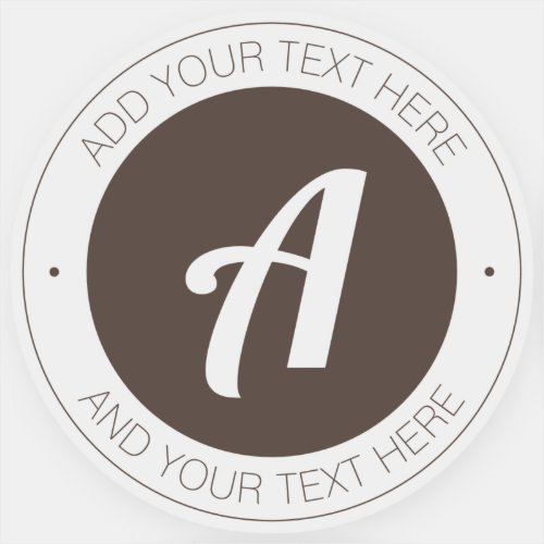 Stylish Brown Monogram or Add Logo  Transparent Sticker