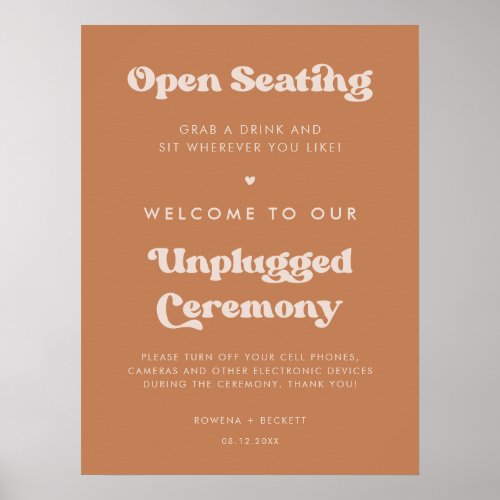 Stylish Brown Open seating Unplugged ceremony Poster