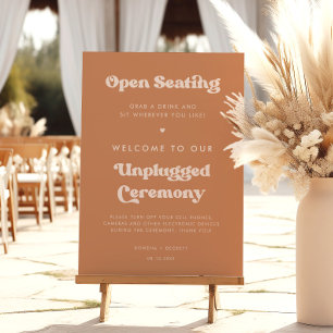 Stylish Brown Open seating Unplugged ceremony Sign