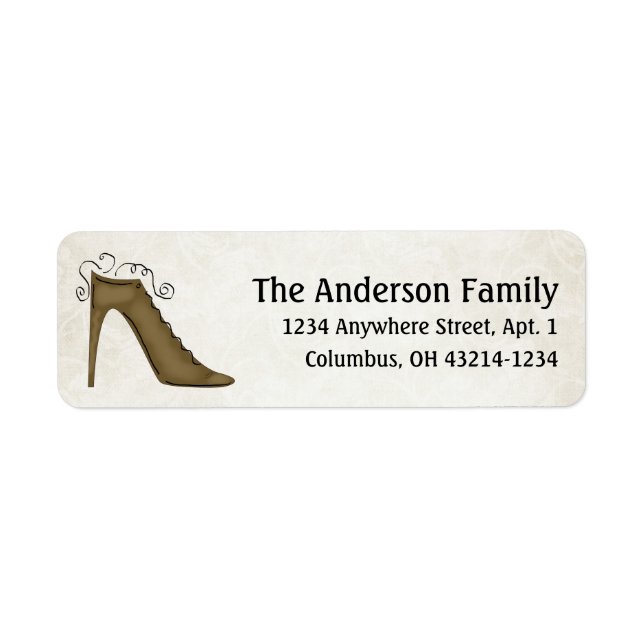 Stylish Brown Shoe/Boot Return Address Labels (Front)
