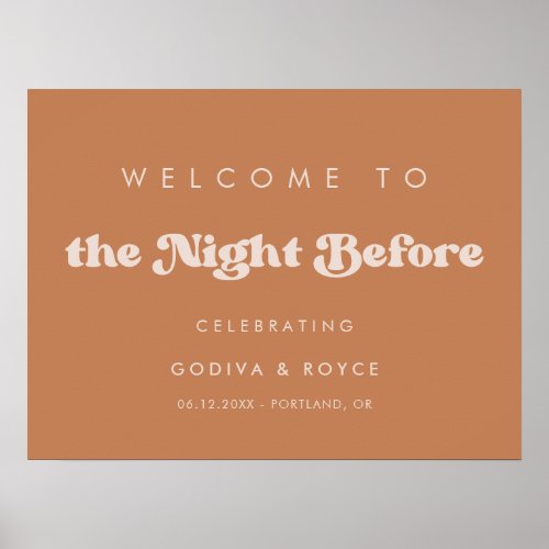 Stylish Brown sugar Welcome to The Night Before Poster