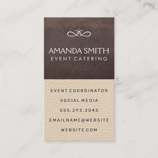 Stylish Brown Texture | Luxury Leather Background Business Card (Front)