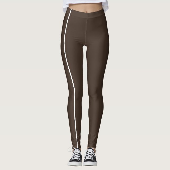 Stylish Brown Toned Monochrome Thin Lines Leggings (Front)