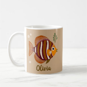 Stylish Brown Tropical Fish Coffee Mug