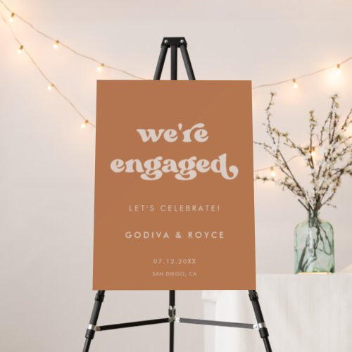 Stylish Brown We are engaged Engagement party Foam Board