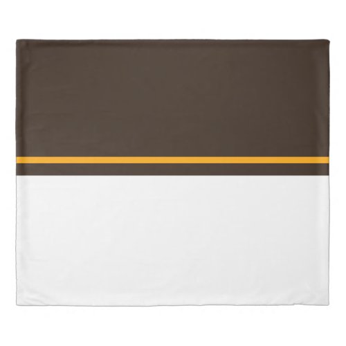 Stylish Brown White Color Blocks Golden Pinstripe Duvet Cover