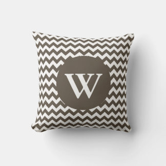 Stylish Brown & White Monogram Decorator Pillow