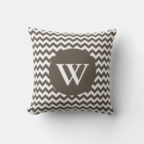 Stylish Brown  White Monogram Decorator Pillow