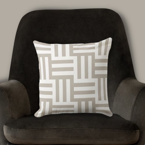Stylish Brown  White Tiles Patterned Throw Pillow