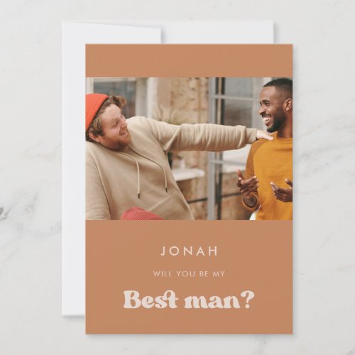 Stylish brown Will you be my best man photo card