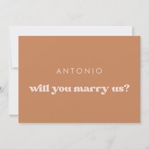 Stylish brown Will you marry us proposal card