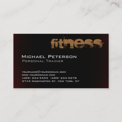 Stylish Browny Red Black Fitness Business Card