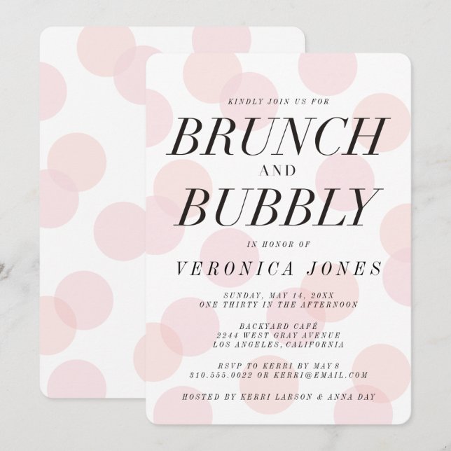 Stylish Brunch and Bubbly Bridal Shower Invitation (Front/Back)