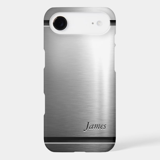 Stylish Brush Metal Stainless Steel Look Case-Mate iPhone Case (Back)