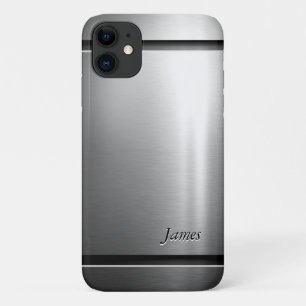 Stylish Brush Metal Stainless Steel Look iPhone 11 Case