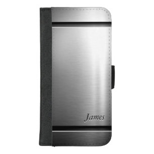 Stylish Brush Metal Stainless Steel Look iPhone 8/7 Plus Wallet Case
