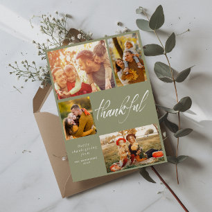stylish brush script happy thanksgiving photo card