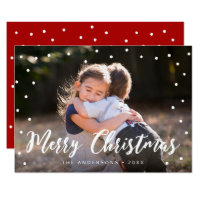 Stylish Brush Script Merry Christmas Holiday Photo Card