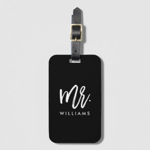 Stylish Brush Script "Mr Last Name" Luggage Tag